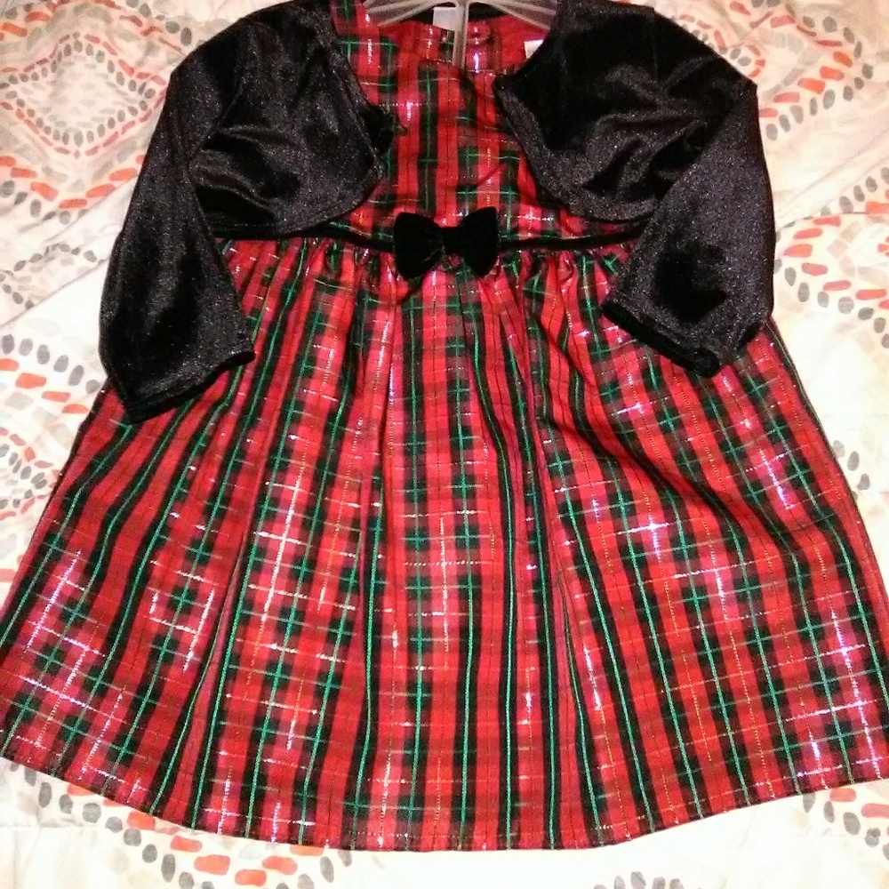 🌼George Christmas Dress with Black Suede Sweater
